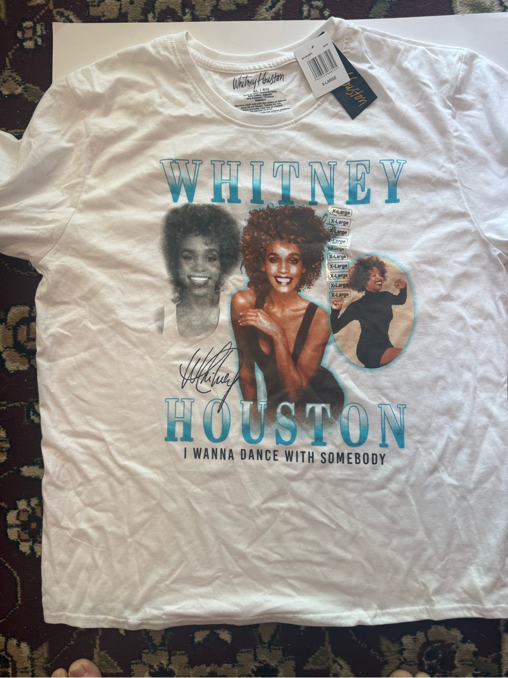 Whitney Houston Graphic Tee XL I Wanna Dance With Somebody White T-Shirt NWT